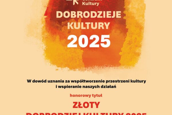 Dyplom Złoty Dobrodziej Kultury 2025 dla Cukiernii Wadowice od Wadowickiego Centrum Kultury